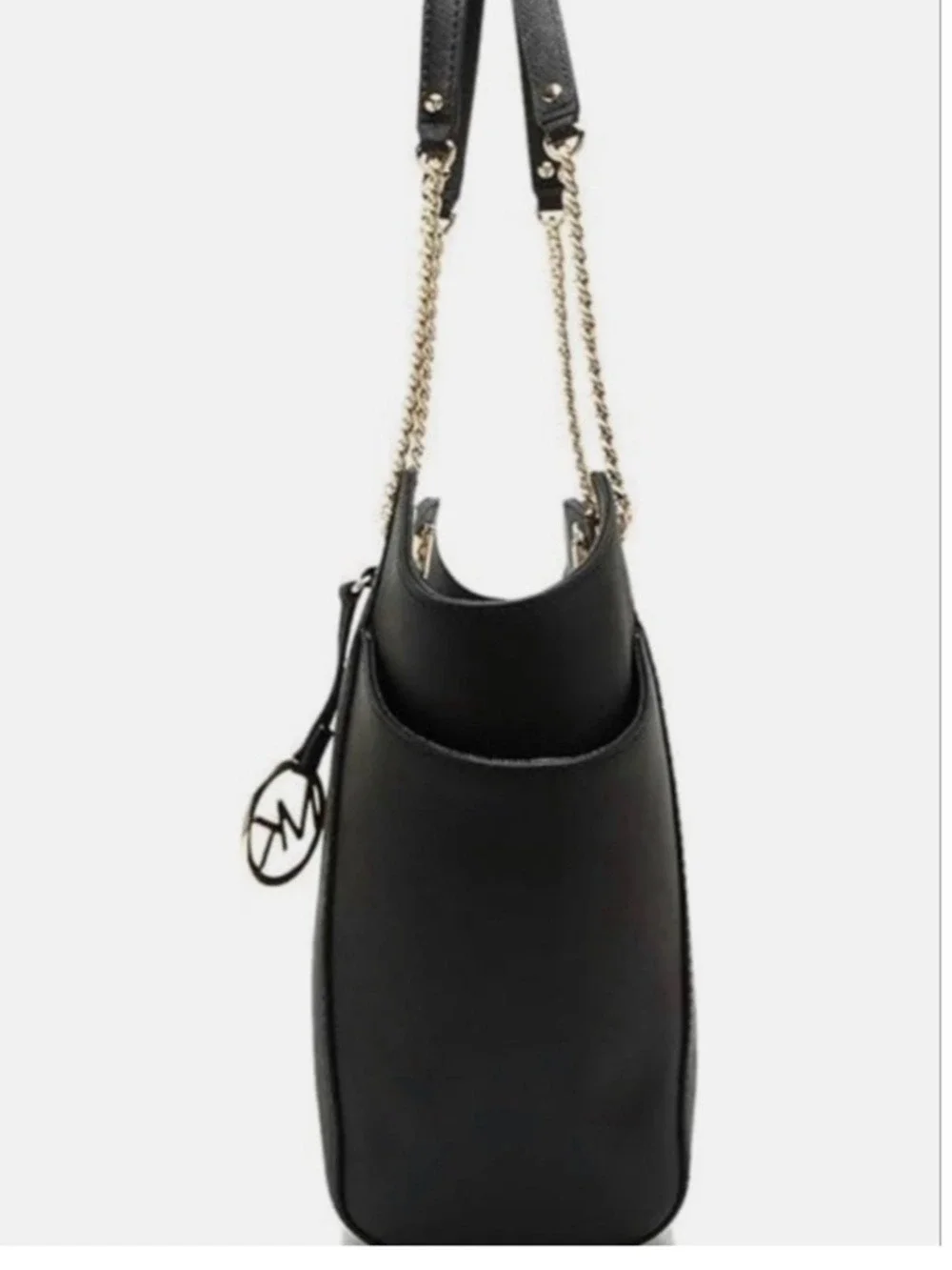 Michael Kors Jet Set East West Tote Bag - Black Saffiano Leather - Gold Hardware
